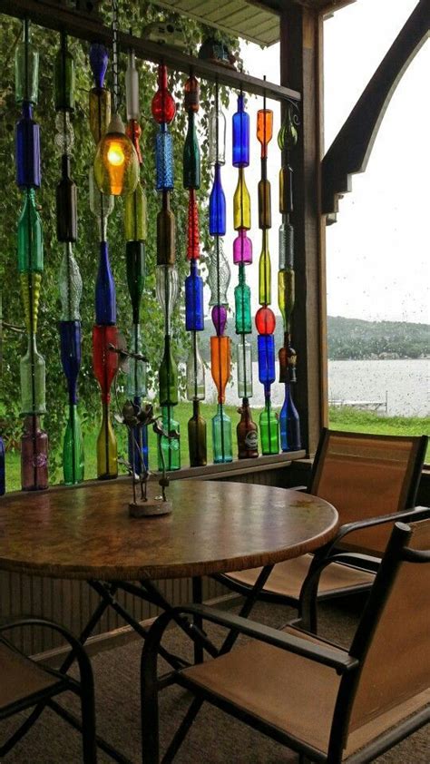 Glass Bottle Wall On The Lake Like Stained Glass Patio Wall Art