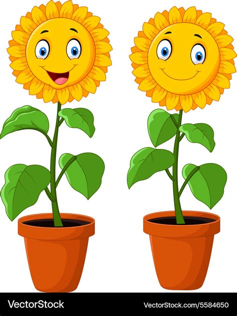 Cartoon Happy Sunflower Royalty Free Vector Image