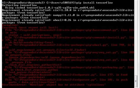 Installing Tensorflow With Pip Python 3 5 Anaconda In Windows Stack