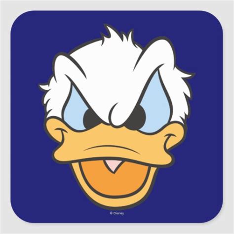 Donald Duck Angry Face Closeup Square Sticker Zazzle