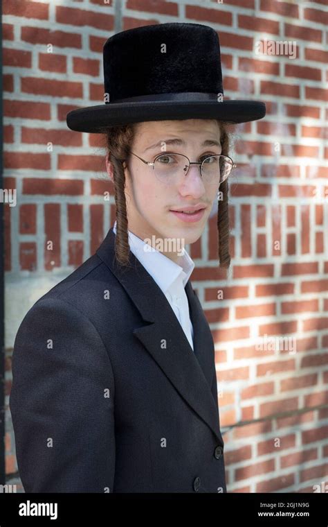 Posed Portrait Of A Teenage Hasidic Jewish Boy From The Satmar Group
