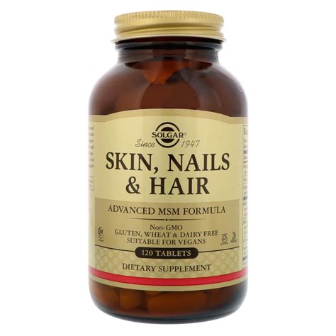 Sundown naturals hair, skin & nails provides nourishment from the inside, so you can look and feel your best. Solgar, Skin, Nails & Hair, Advanced MSM Formula, 120 ...