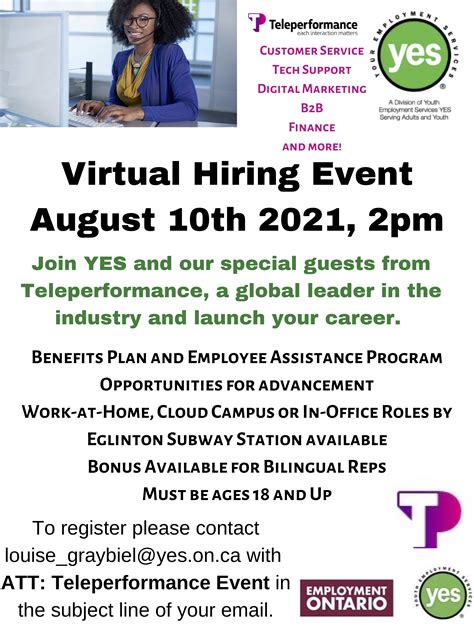 Teleperformance virtual hiring event - Youth Employment Services YES