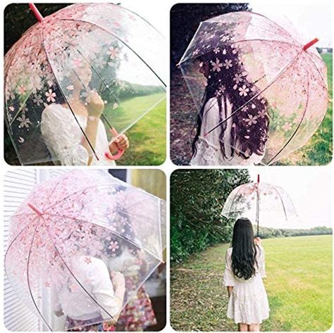 Cherry Blossoms Cute Transparent Bubble Automatic Umbrella Umbrella