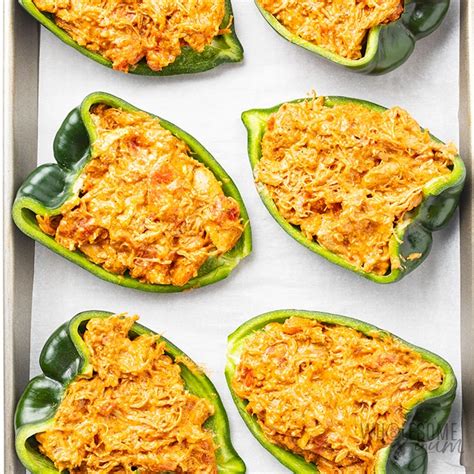 Stuffed peppers with a mexican flare are amazing and so easy to make! Keto Mexican Stuffed Poblano Peppers Recipe (Chicken ...