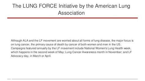 The Lung Force Initiative By The American Lung Association
