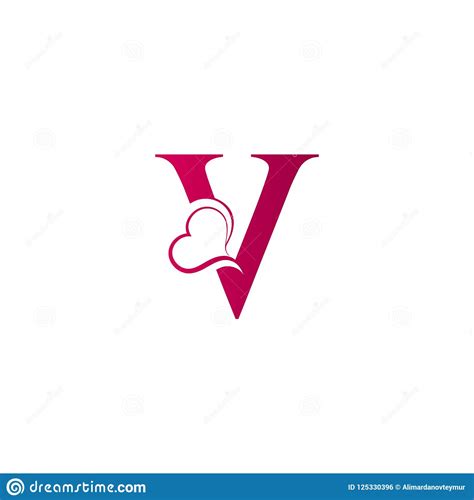 V Letter Logo With Heart Icon Valentines Day Concept