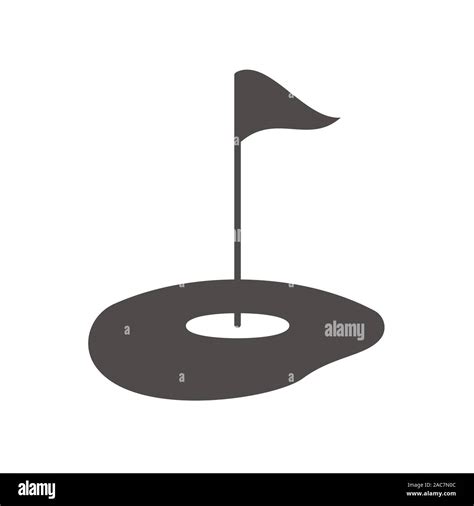 Golf Course Icon Silhouette Symbol Flagstick In Hole Vector Isolated