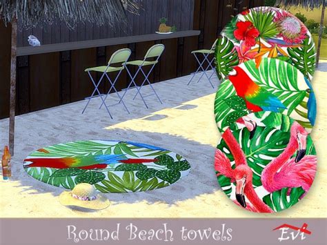 The Sims Resource Round Beach Towels By Evi • Sims 4 Downloads