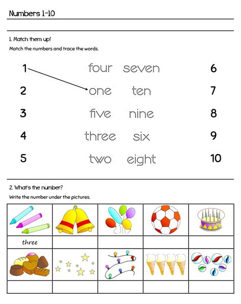 Numbers 1 To 10 Worksheet Worksheets For Kindergarten