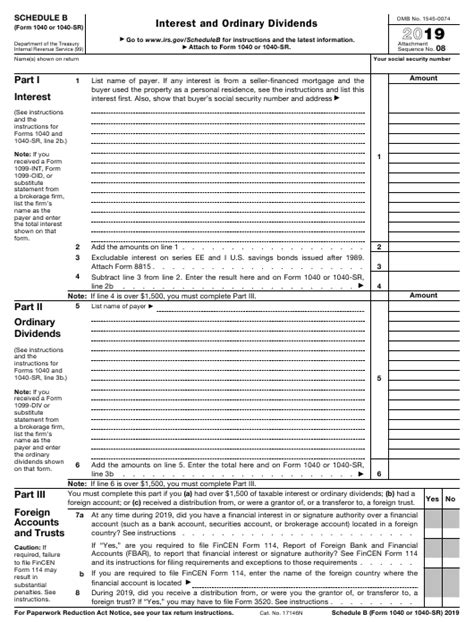Irs Form 1040 1040 Sr Schedule B Download Fillable Pdf Or Fill Online