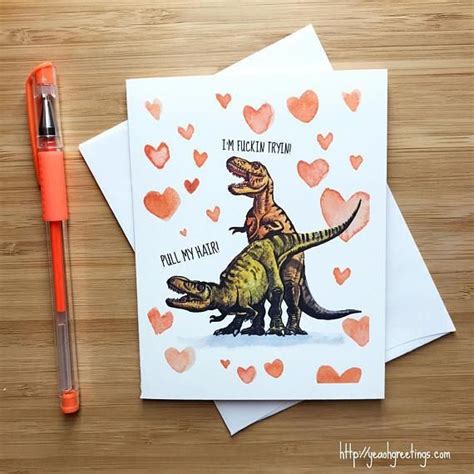 T Rex Pull My Hair Funny Anniversary Cards Diy Cute Ts For