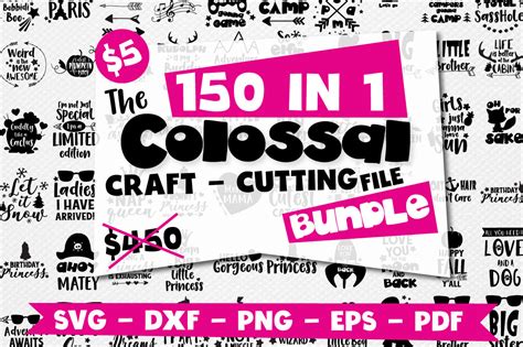 Craft Mega Bundle 150 In 1 Cutting Files Svg Dxf Png Eps By