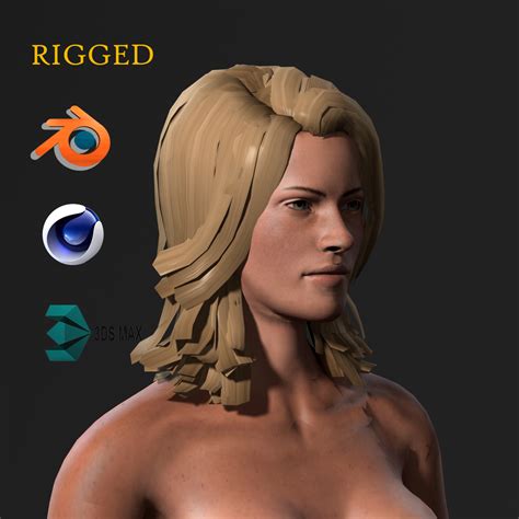 Beautiful Naked Woman Rigged D Game Character Low Poly D Model CAD