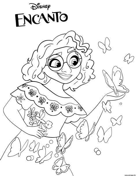 Coloriage Mirabel avec un papillon Encanto Disney à imprimer | Disney