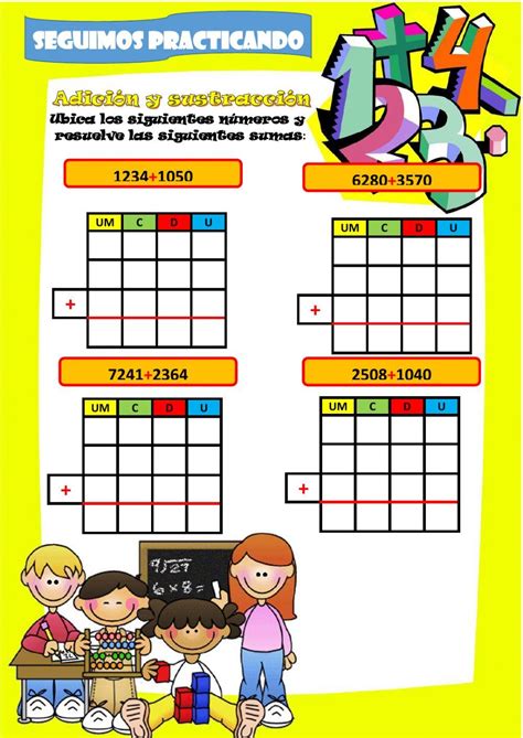 Ejercicio De Sumas Y Restas Con N Meros De Cuatro Cifras Suma Y Resta