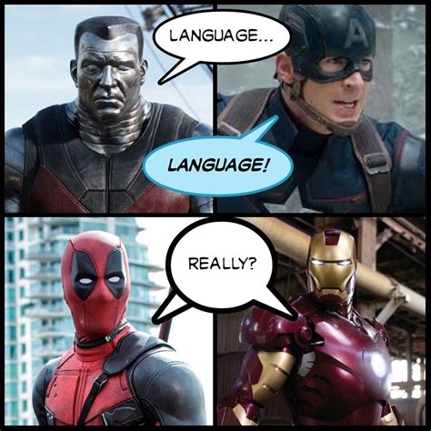 Deadpool Movie Captian America Ironman Language Merc With A Mouth Wade