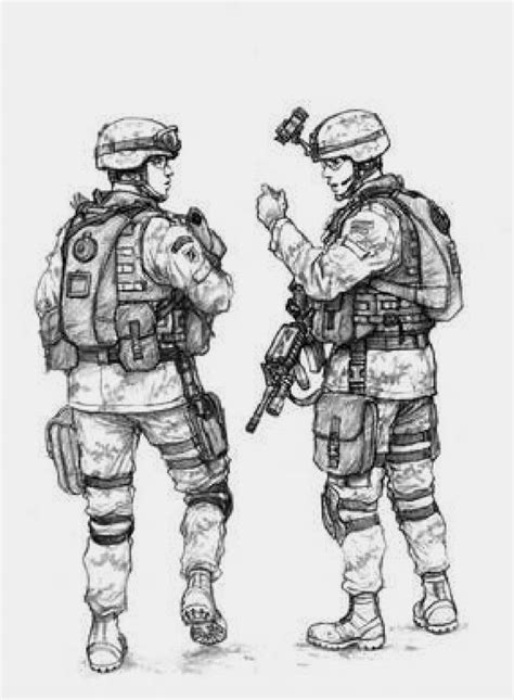 2 Soldier Military Drawings Soldier Drawing Army Drawing