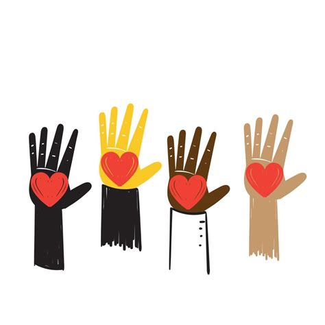 Hand Drawn Doodle Hand Holding Love Together Symbol For Diversity