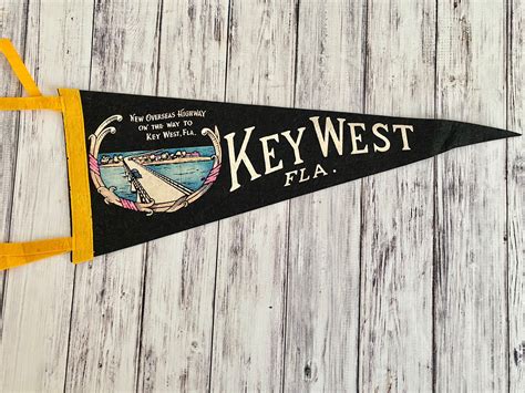 vintage felt pennant key west florida 1950s black felt etsy