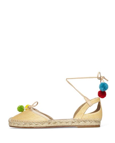 Aquazzura Palm Beach Woven Wedge Espadrille Beige