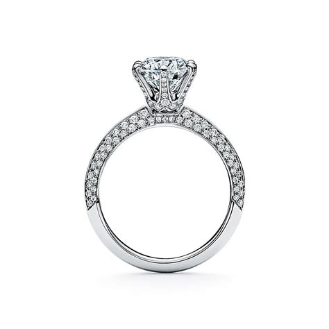 Pave Tiffany® Setting Engagement Ring With A Pavé Diamond Band In