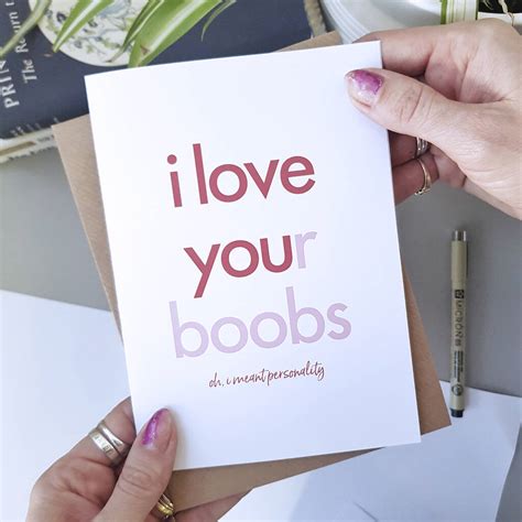 I Love Your Boobs Flirty Valentines Day Card By Rich Little Things