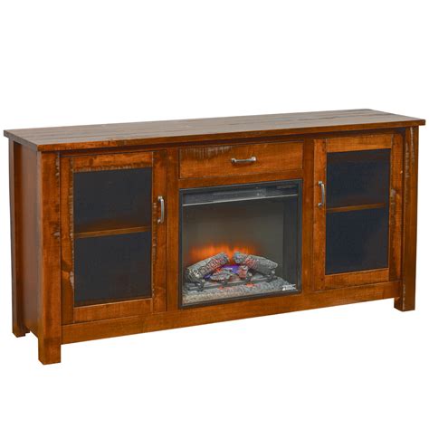 This amish made fireplace and tv stand with handcrafted out of solid red oak and comes standard with component storage under the tv and cabinet storage for media. Brookdale Amish Fireplace TV Stand - Farmhouse Style ...
