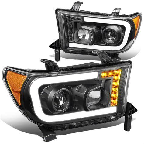 Tundra Led Drl Projector Headlights With Amber Corners Black Housing