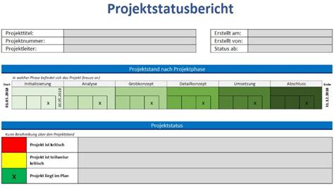 Vorlage zum erstellen eines projektstatusberichtes. Vorlage Projektstatusbericht | Alle-meine-Vorlagen.de