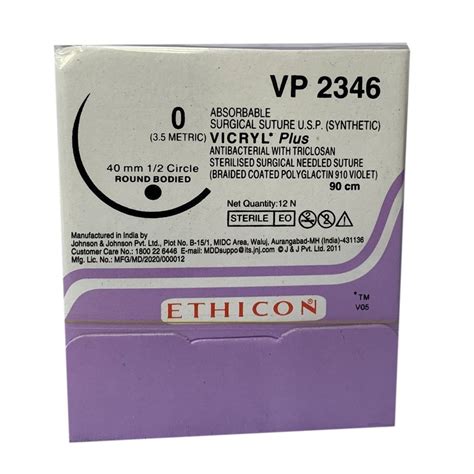 Ethicon Polyglactin Vicryl Plus Vp2346 Surgical Suture At Rs 419box In