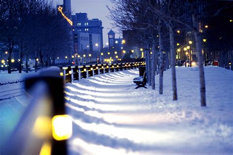 Montreal Snow Lights Winter City Canada Wallpapers Hd Desktop