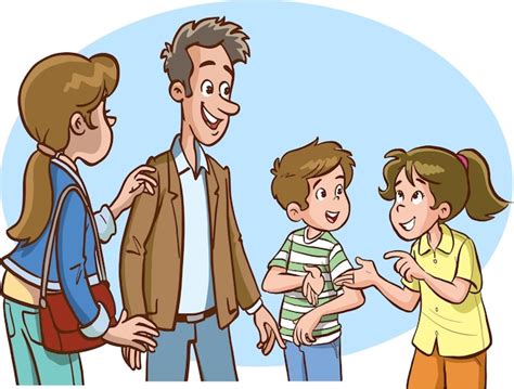 Padres E Hijos Hablando Entre Sí Vector De Dibujos Animados Vector