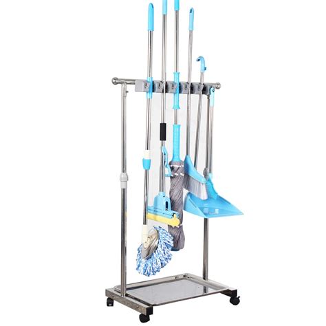 When wall space is in short supply, our freestanding rack is a great solution. Amazon.com: JIAHAI Movable mop Broom Holder Floor Standing ...