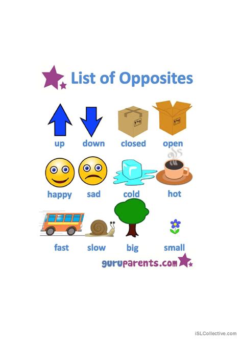 Opposites Vocabulary Flashcards And English Esl Worksheets Pdf And Doc