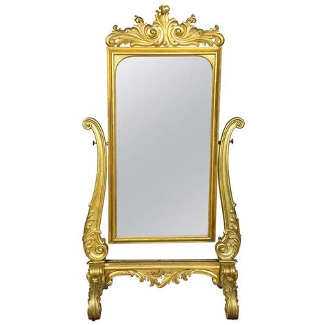 Large Gold Leaf Rococo Revival Dressing Mirror Circa 1860 Dressing Mirror Floor Mirror