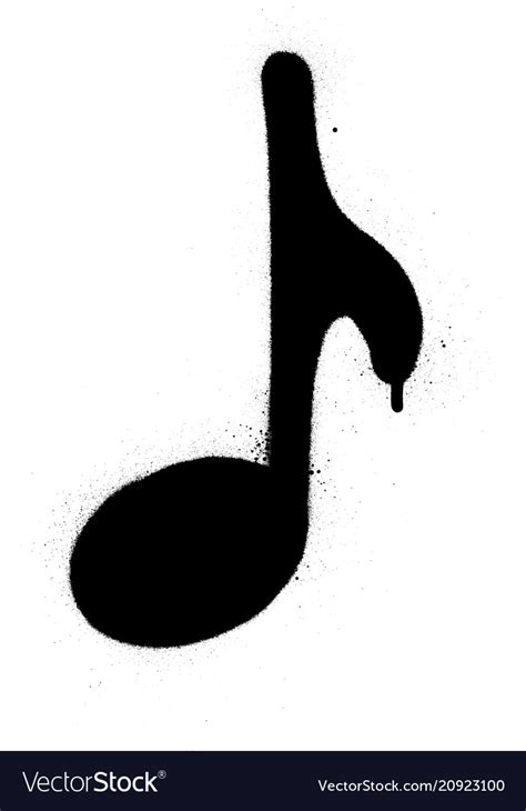Graffiti Musical Note Sprayed In Black Over White Vector Image