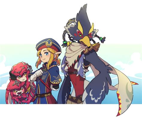 Link Mipha Sidon And Revali The Legend Of Zelda And 1 More Drawn