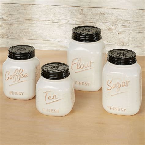 Farm house kitchen canister set. Rustic Farmhouse Vintage Style Kitchen Canister Set ...