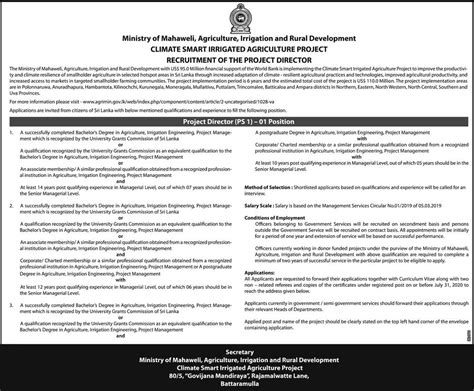 It is a true thing that if you are applying for a government job vacancies in sri lanka. Director - Ministry of Mahaweli, Agriculture, Irrigation ...