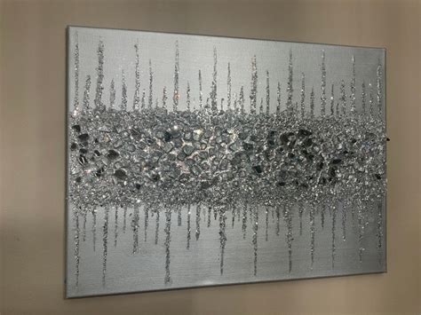 Silver Glitter Painting Silver Glitter Glass Painting Silver Etsy