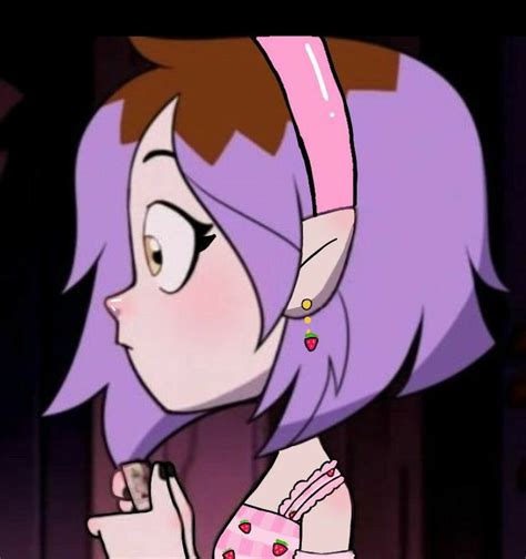 A Cartoon Girl With Purple Hair And Pink Dress Holding A Cell Phone In