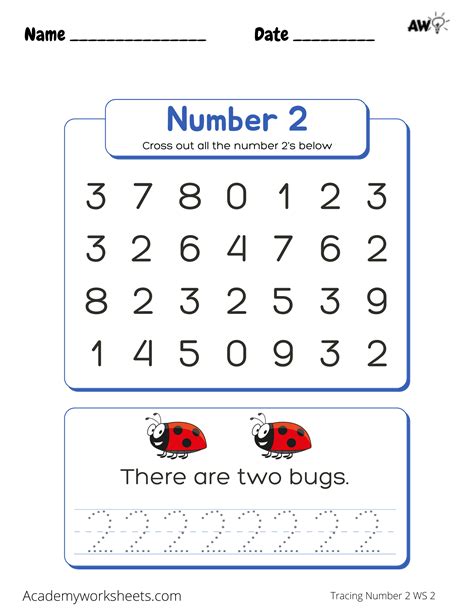 The Number 2 Tracing Academy Worksheets