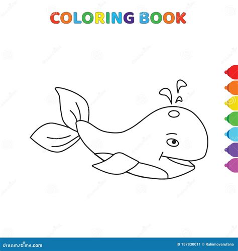 Cute Cartoon Happy Smiling Dolphin Animal Coloring Book For Kids Black