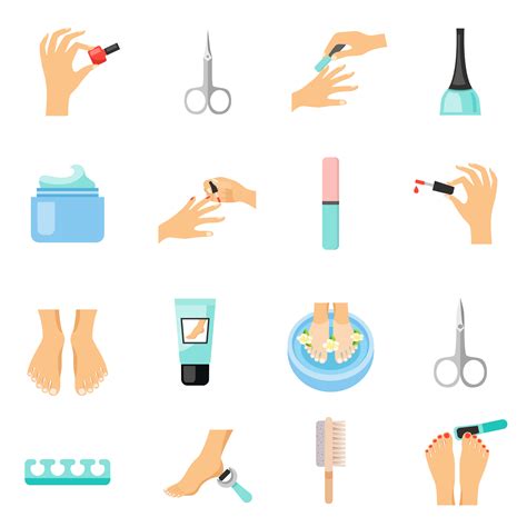 Manicure And Pedicure Flat Icons Set 473187 Vector Art At Vecteezy