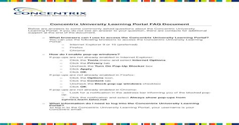Concentrix University Learning Portal Faq Concentrix University