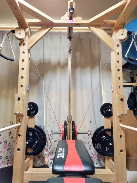 Making A Power Rack＆cable Crossover＆lat Pull Machine Diy木製パワーラックケーブル