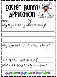 Easter themed early writing worksheet for kids. "Who Wants To Be The Easter Bunny?" & Other Fun Easter Writing Prompts - SupplyMe
