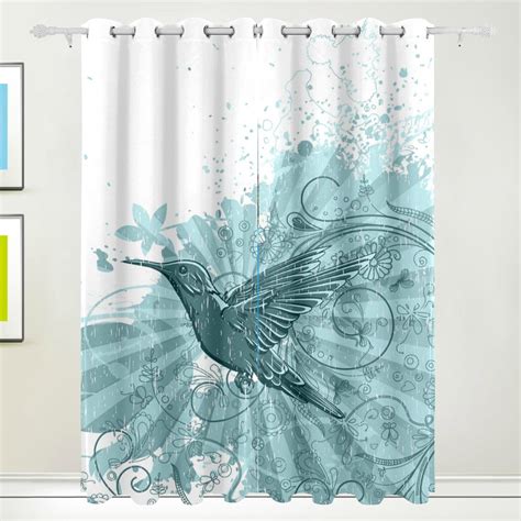 Popcreation Vintage Floral Background With Hummingbird Window Curtain