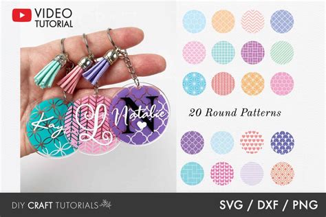 Download Round Pattern SVG Bundle, Keychain Pattern SVG, DXF,PNG (1148505) | Illustrations | Design Bundles